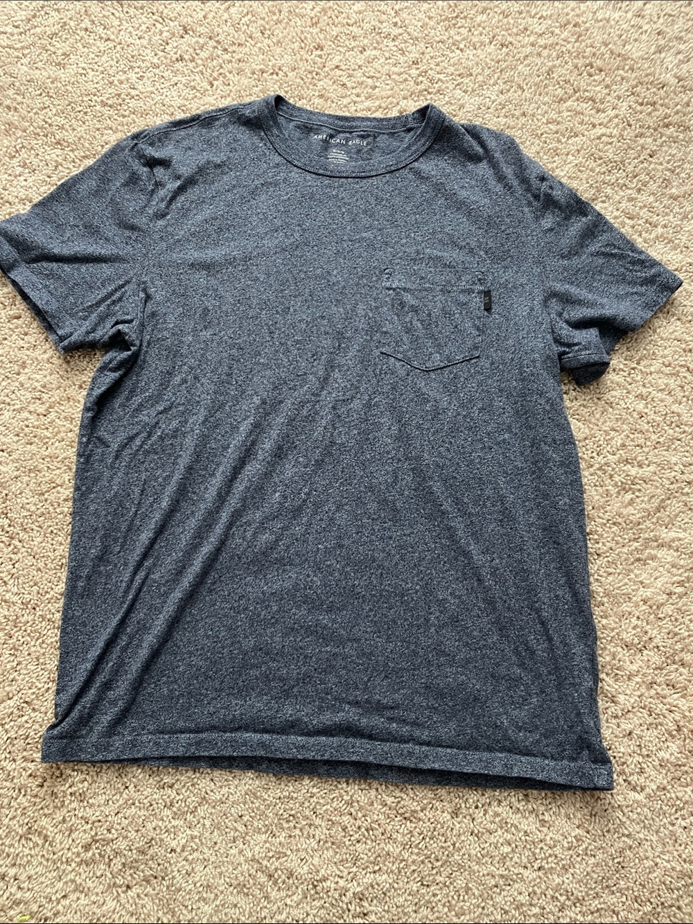 American Eagle Outfitters Heathered Navy Pocket Tee